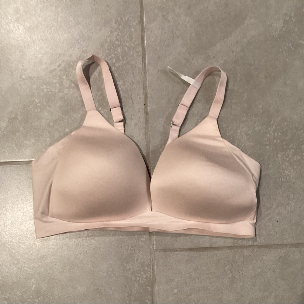 Aerie Pink Lace Trim Bra Wireless - Picture 2 of 8